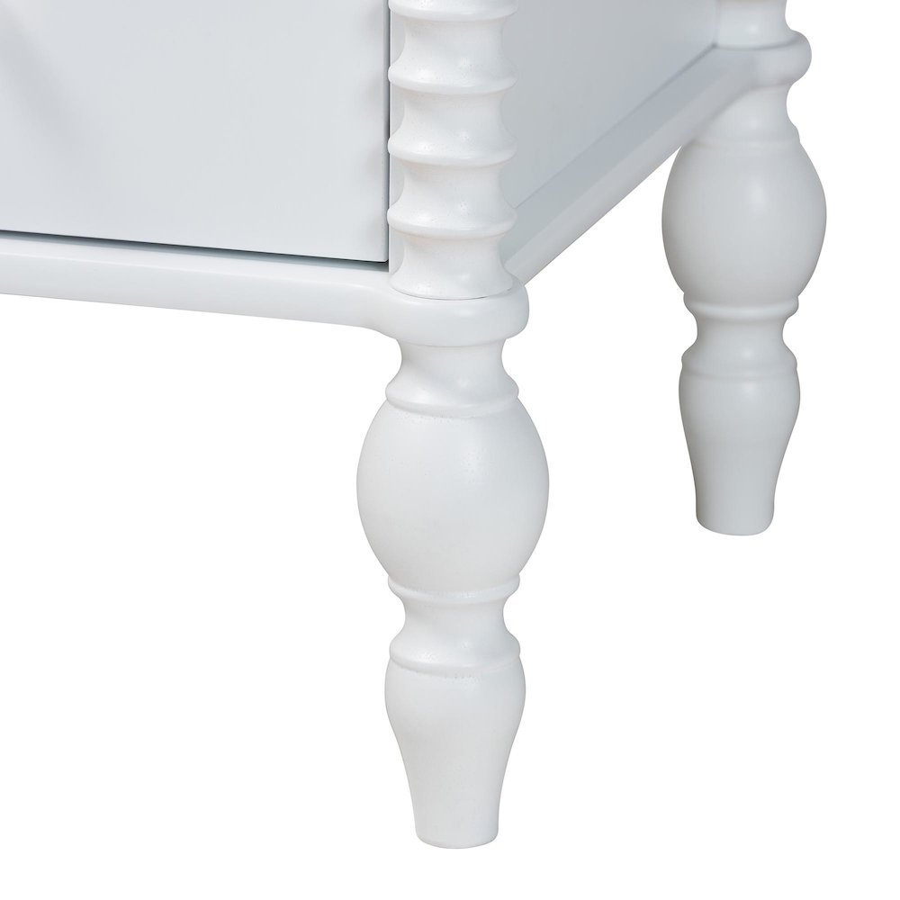 Chest - 4-Drawer Vertical Cabinet with Turned Accents for Bedroom, White. Picture 8