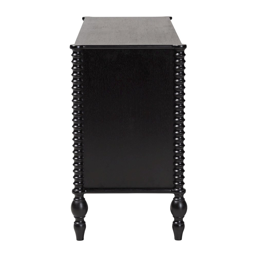 Dresser - 6-Drawer Horizontal Cabinet with Turned Accents for Bedroom, Black. Picture 6