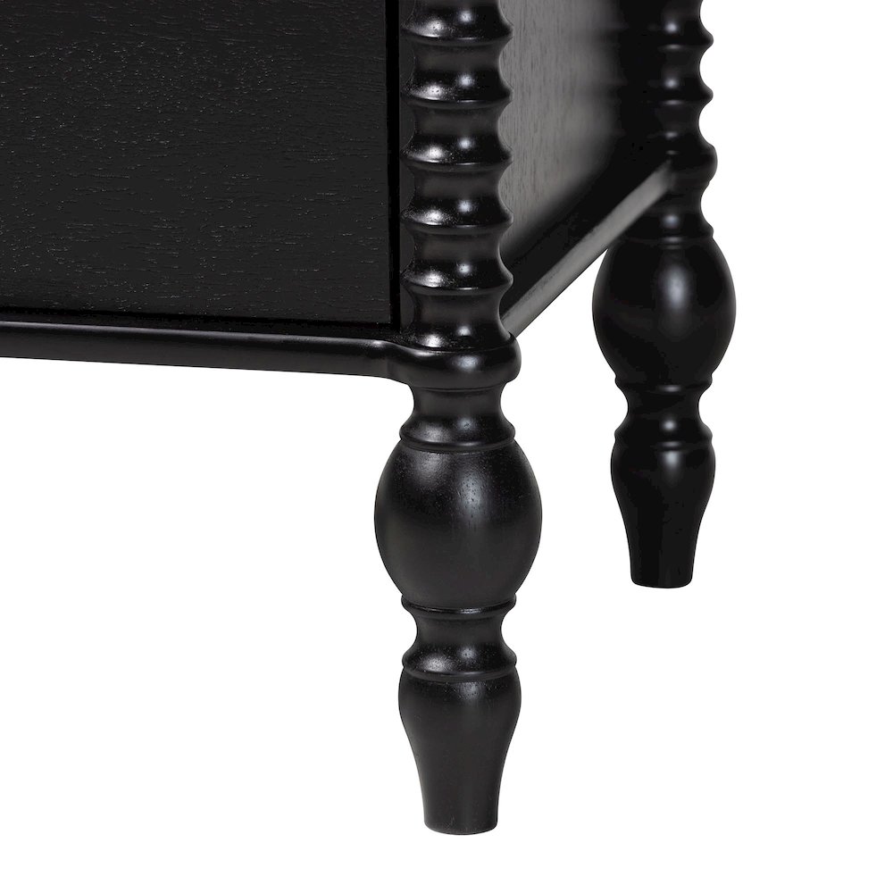 Dresser - 6-Drawer Horizontal Cabinet with Turned Accents for Bedroom, Black. Picture 8