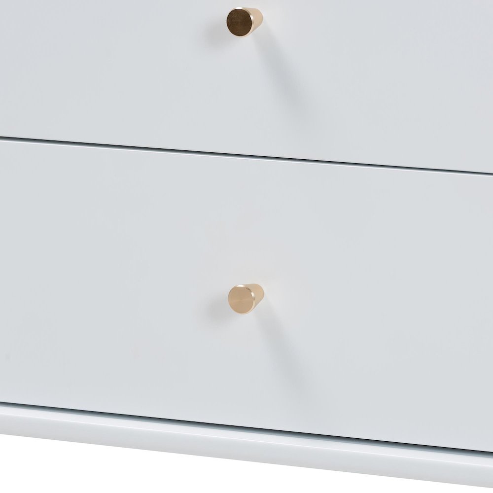 Dresser - 6-Drawer Horizontal Cabinet with Turned Accents for Bedroom, White. Picture 7