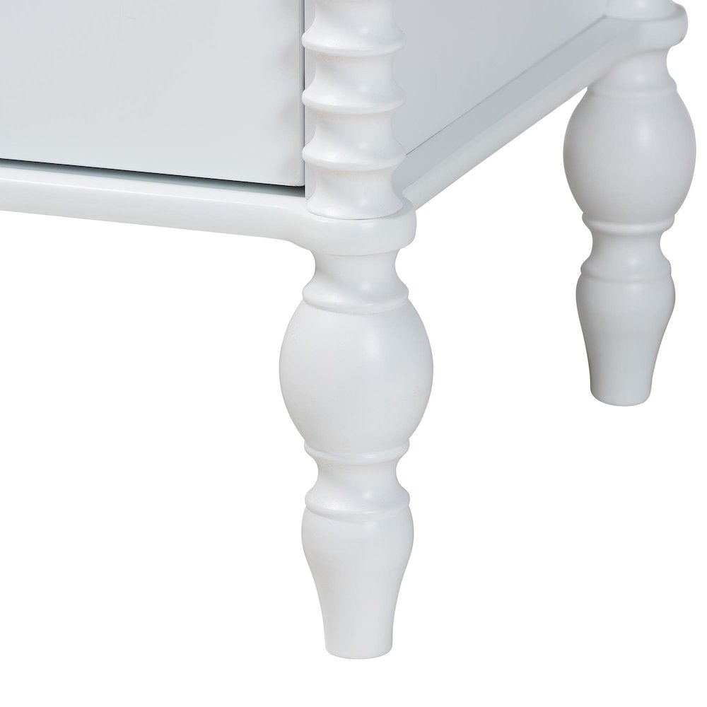 Dresser - 6-Drawer Horizontal Cabinet with Turned Accents for Bedroom, White. Picture 8