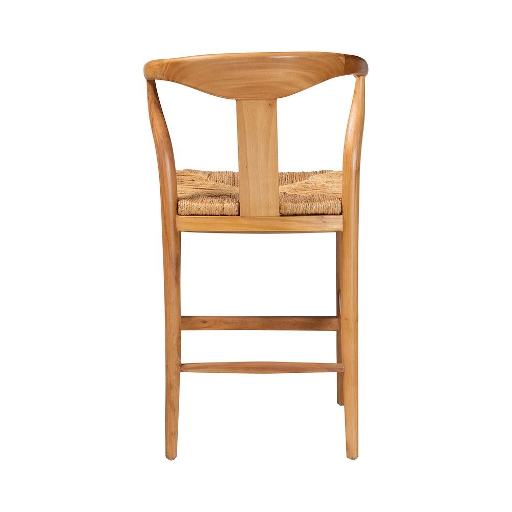 Counter Stool with Woven Seagrass Seat - Stool with Arms and Wishbone Backrest. Picture 5