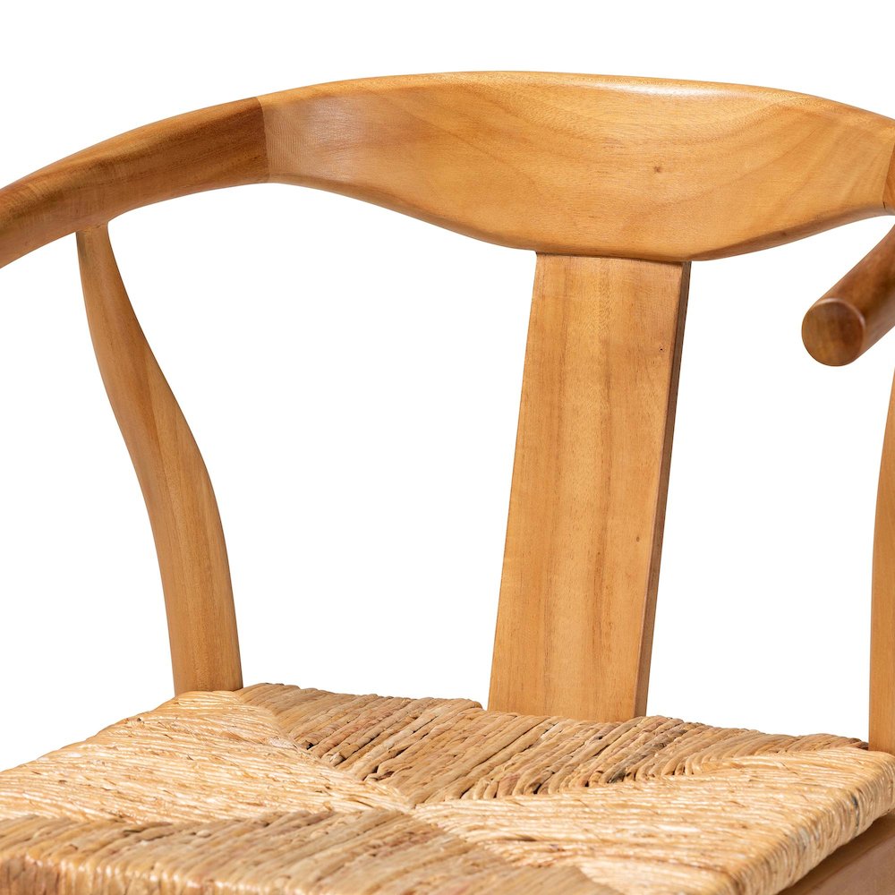 Counter Stool with Woven Seagrass Seat - Stool with Arms and Wishbone Backrest. Picture 6