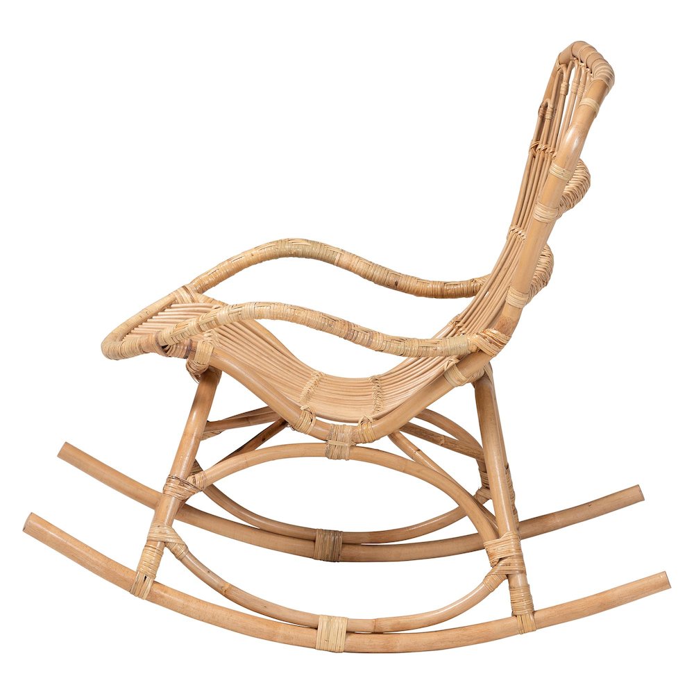 Mahin Natural Rattan Rocking Wicker Accent Rocker with Curved Armrests. Picture 4