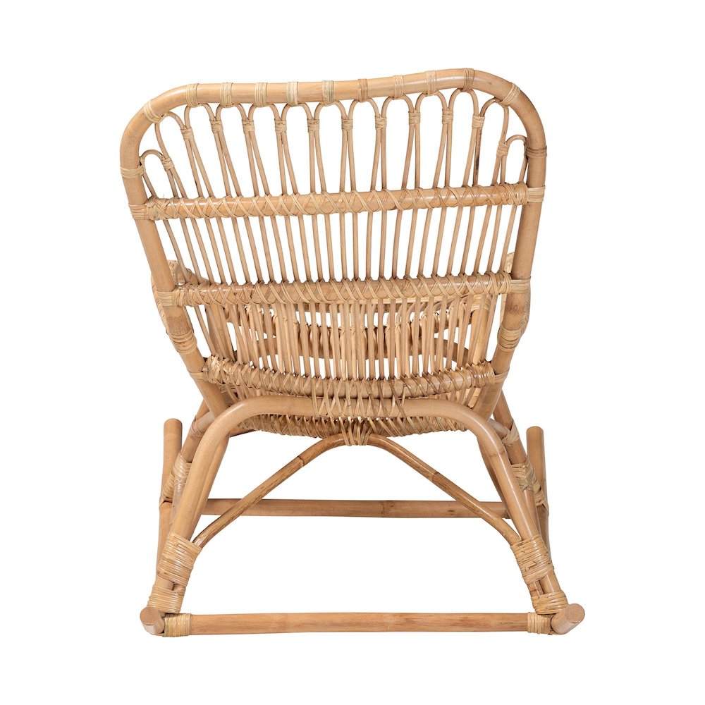 Mahin Natural Rattan Rocking Wicker Accent Rocker with Curved Armrests. Picture 5