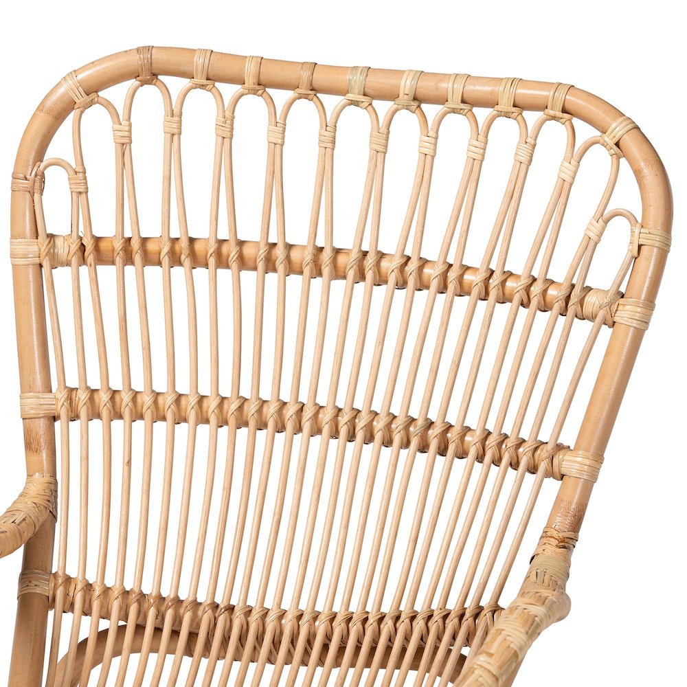 Mahin Natural Rattan Rocking Wicker Accent Rocker with Curved Armrests. Picture 6