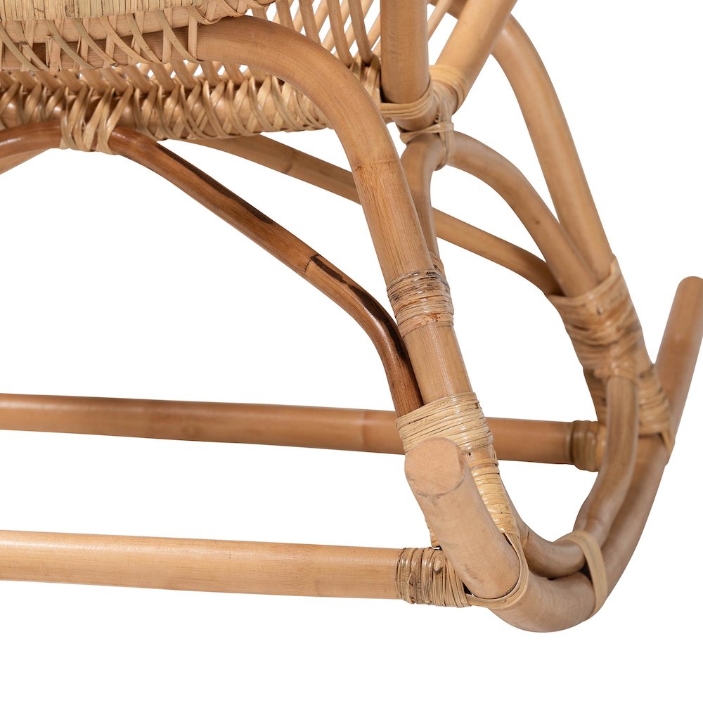 Mahin Natural Rattan Rocking Wicker Accent Rocker with Curved Armrests. Picture 7