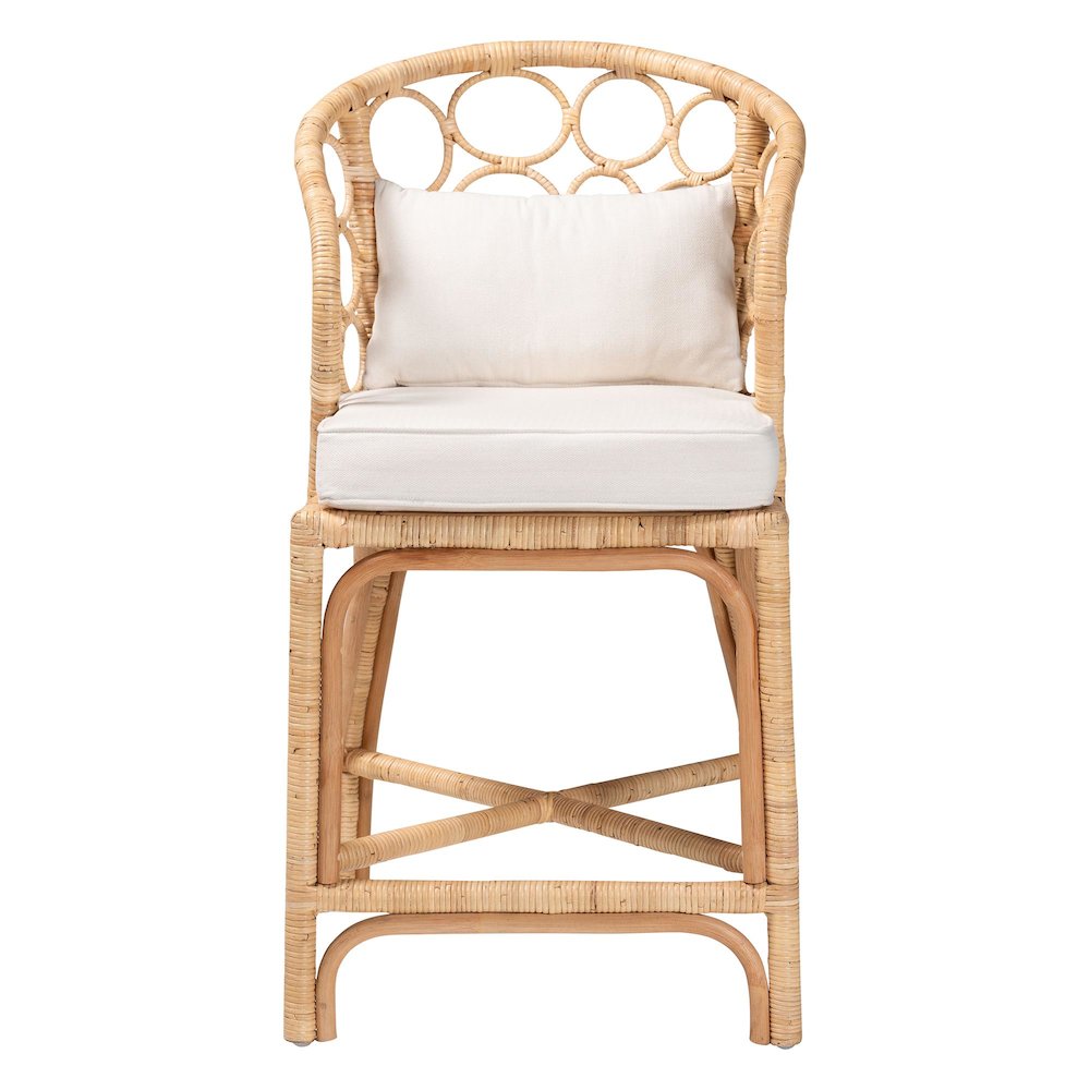 Natural Rattan Counter Stool with Bubble Frame - Handwoven Wicker Accent Stool. Picture 3
