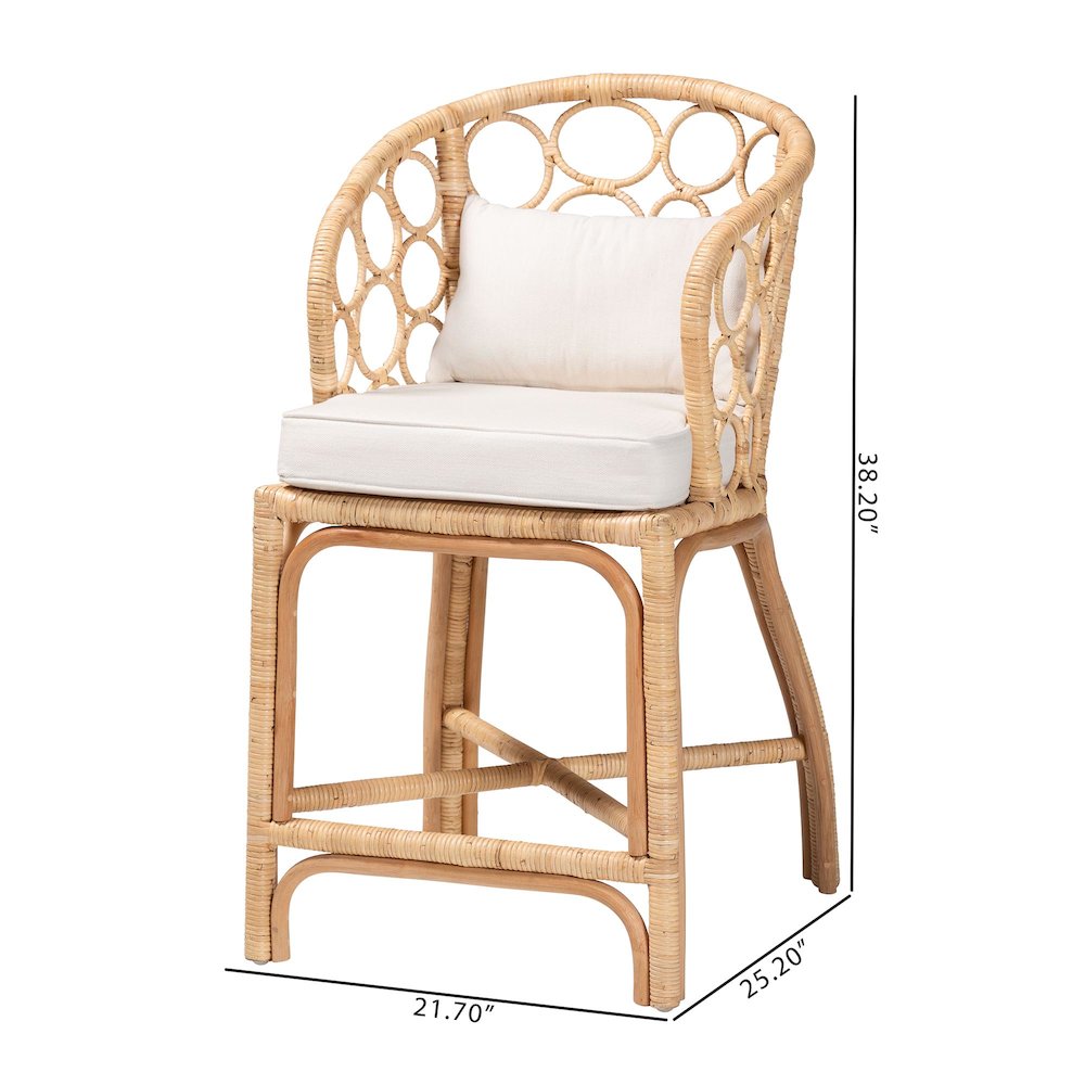 Natural Rattan Counter Stool with Bubble Frame - Handwoven Wicker Accent Stool. Picture 8