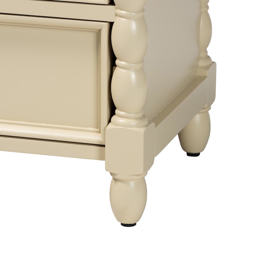 Nightstand with Spindle Legs - 3-Drawer Bedside Table with Turned Detailing. Picture 8