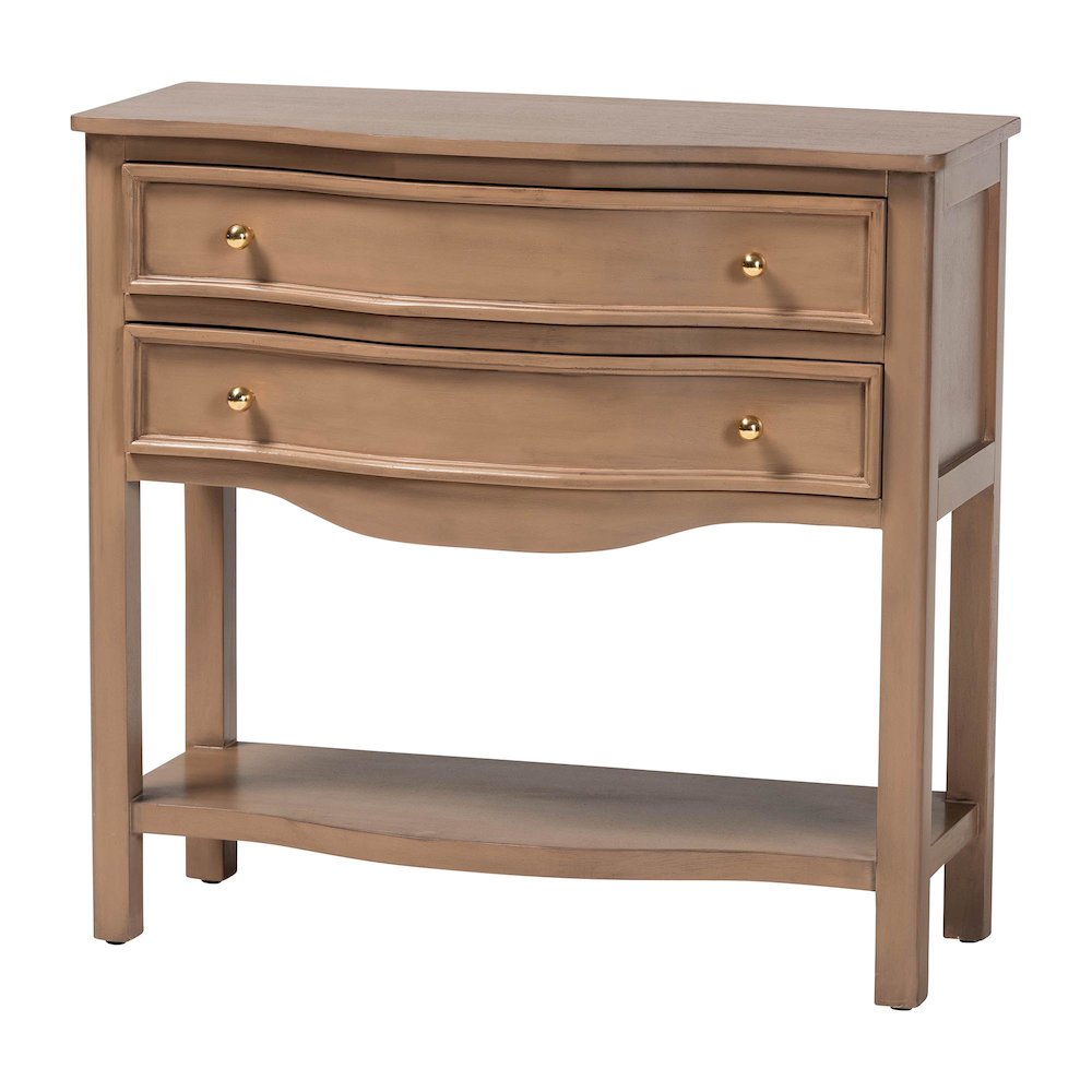 2-Drawer Entryway Table with Open Shelf and Sculpted Apron for Living Room. Picture 1
