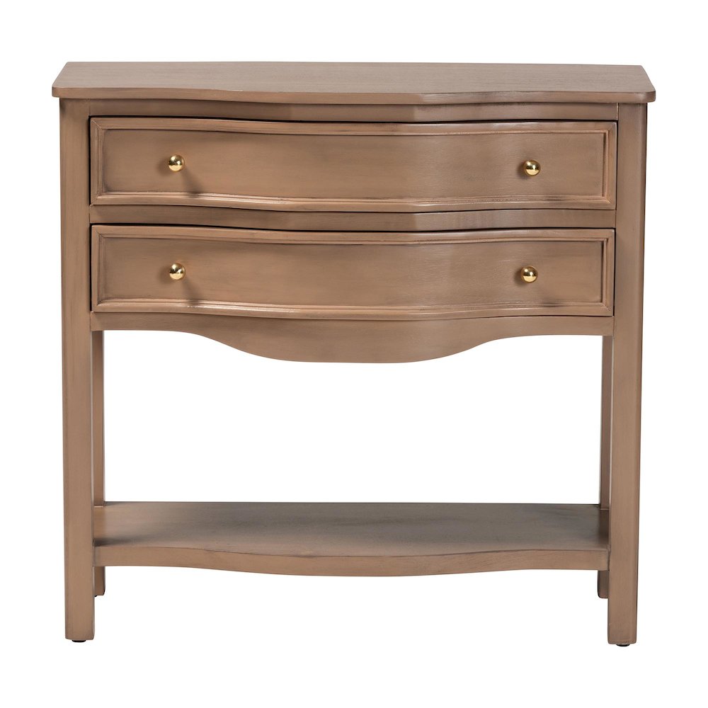 2-Drawer Entryway Table with Open Shelf and Sculpted Apron for Living Room. Picture 4