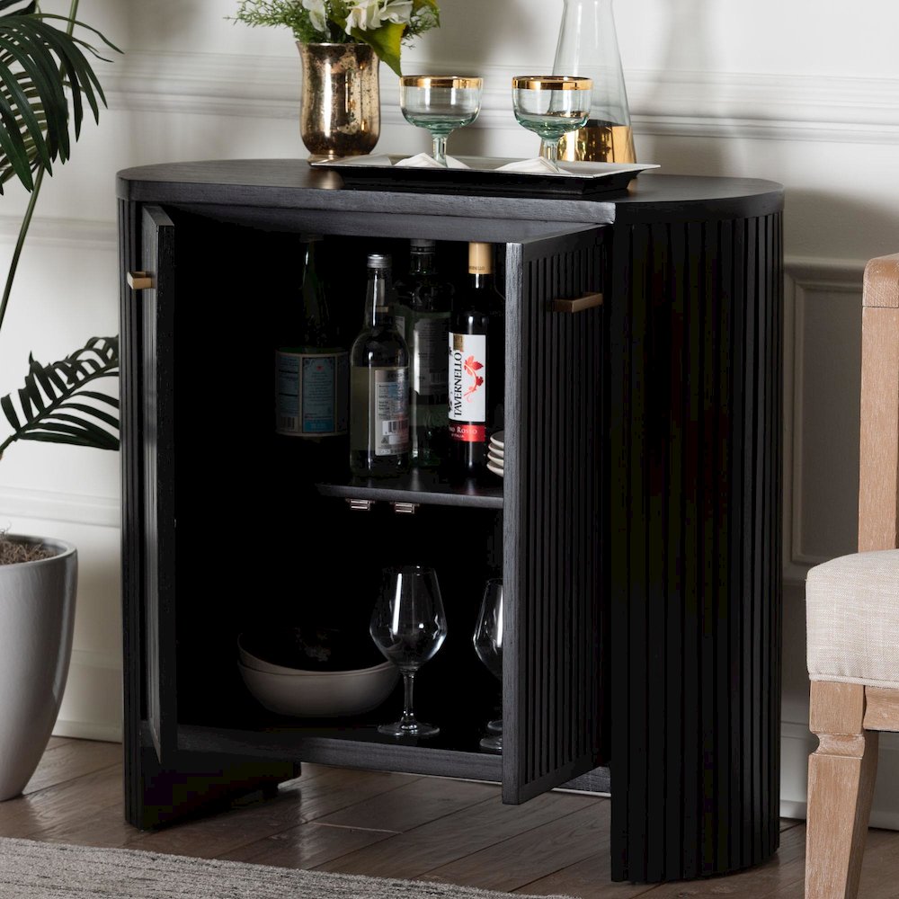 Storage Cabinet - Accent Cabinet with Vertical Slat Panels, Metal Door Pulls. Picture 11