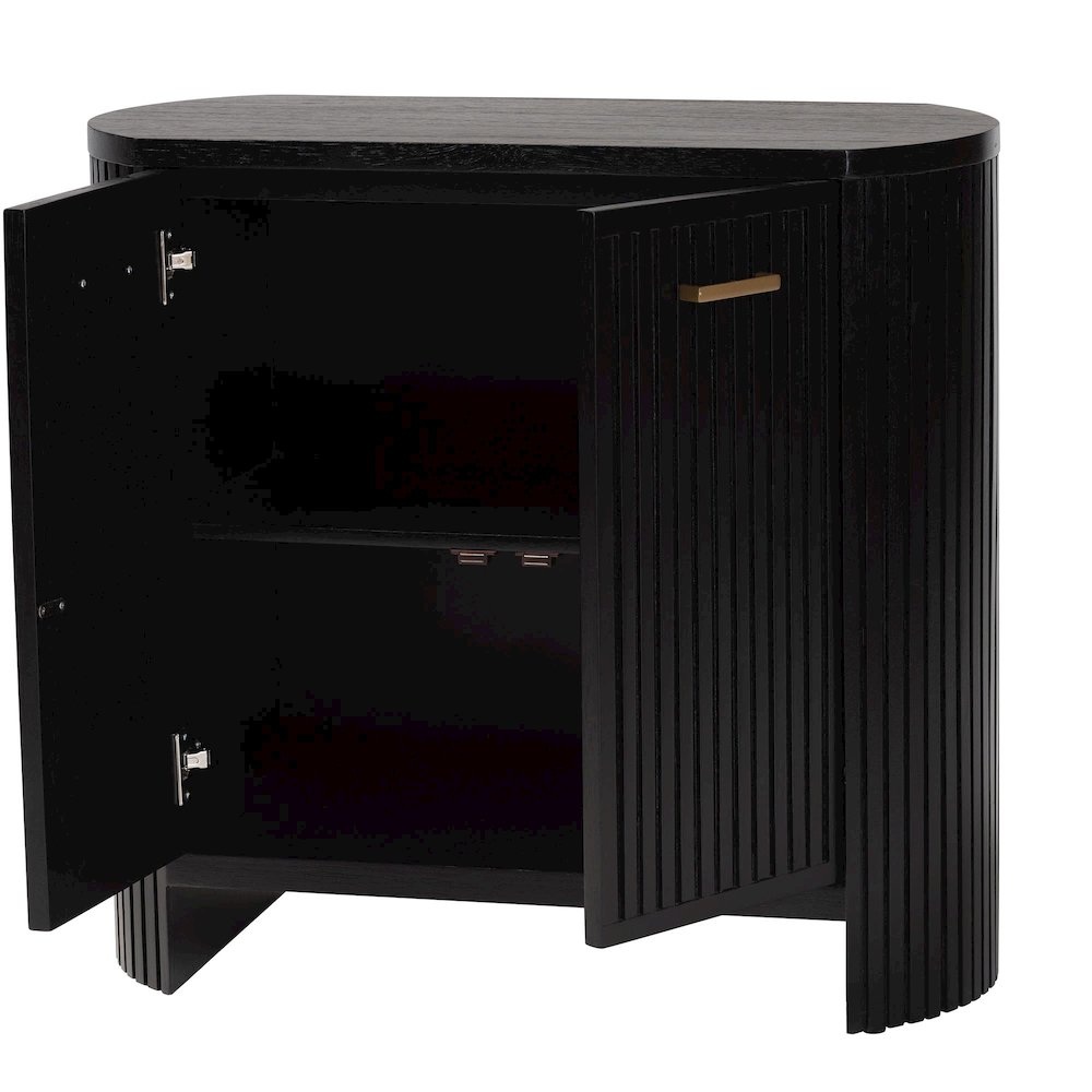 Storage Cabinet - Accent Cabinet with Vertical Slat Panels, Metal Door Pulls. Picture 3