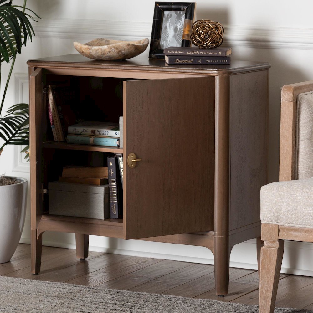 Storage Cabinet - 2-Door Accent Cabinet with Rounded Edges and Metal Door Pulls. Picture 11