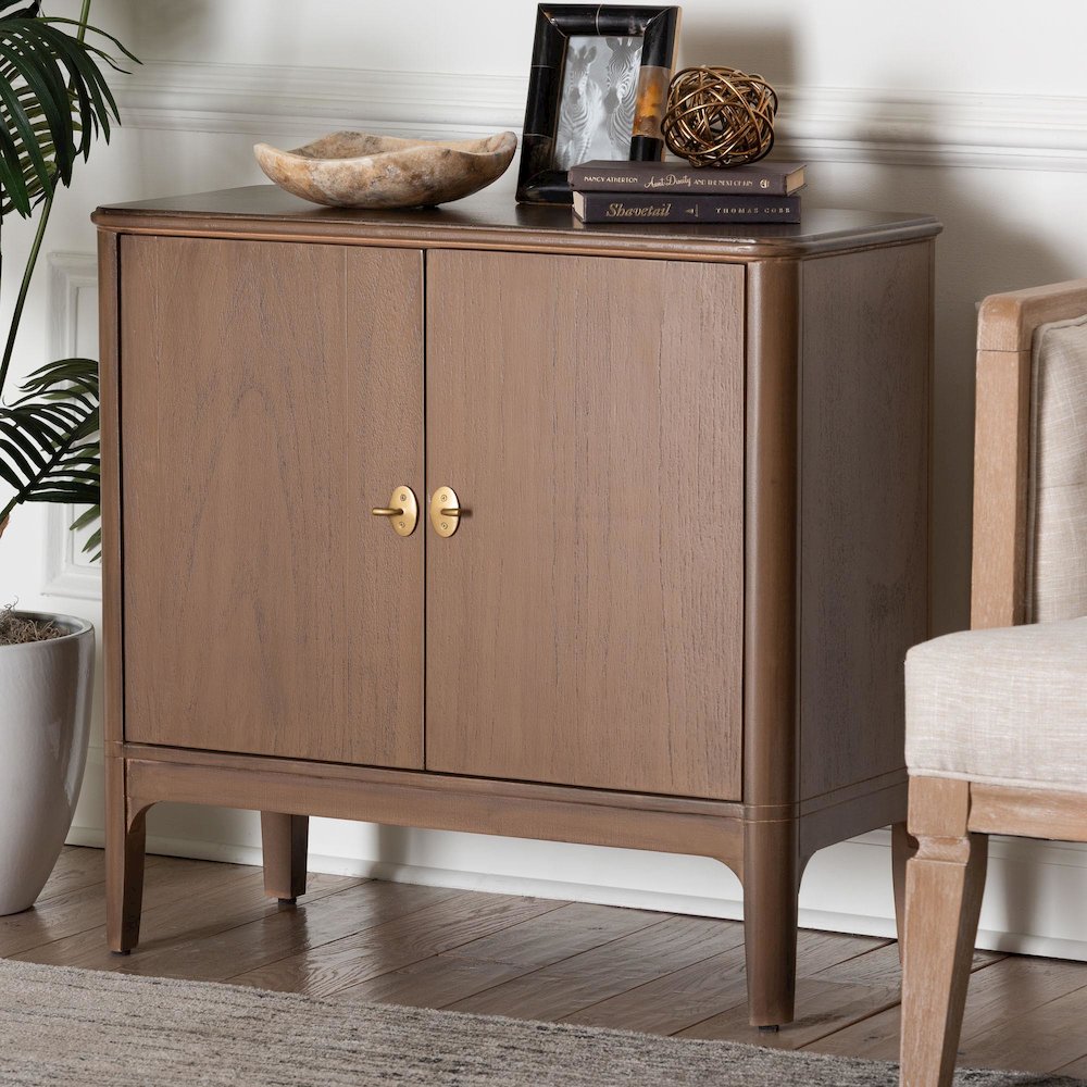 Storage Cabinet - 2-Door Accent Cabinet with Rounded Edges and Metal Door Pulls. Picture 2