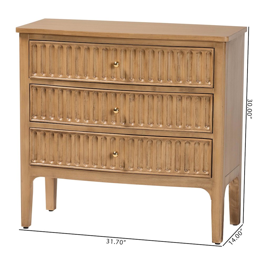 3-Drawer Storage Wood Chest with Textured Drawer Fronts and Round Knobs. Picture 11