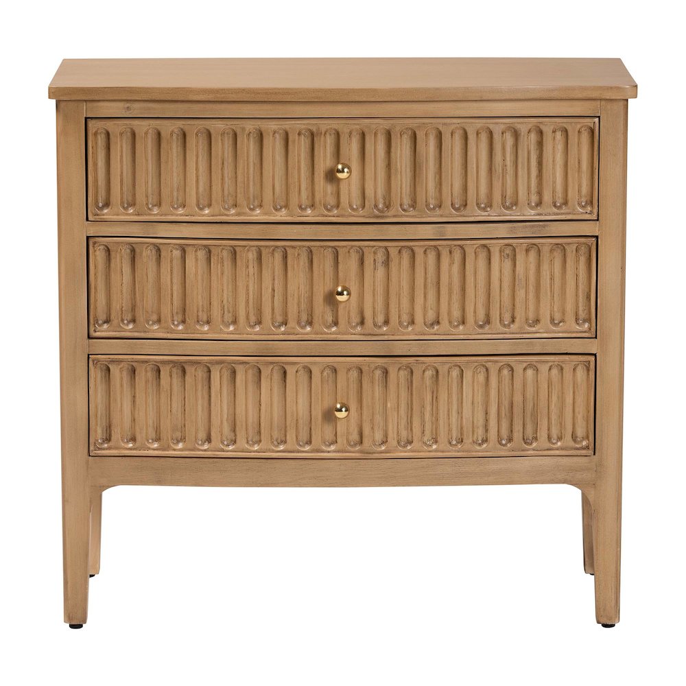 3-Drawer Storage Wood Chest with Textured Drawer Fronts and Round Knobs. Picture 4