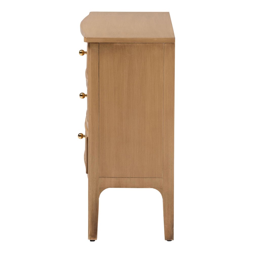 3-Drawer Storage Wood Chest with Textured Drawer Fronts and Round Knobs. Picture 5