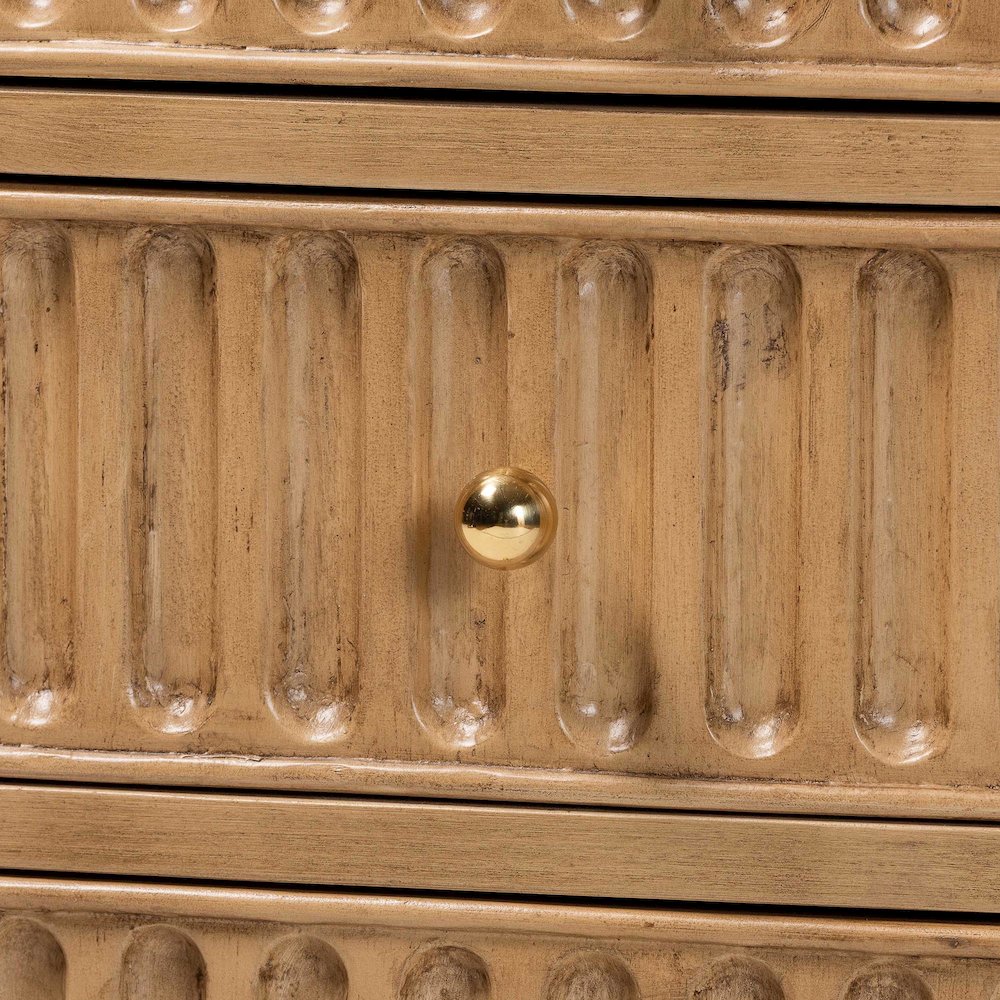 3-Drawer Storage Wood Chest with Textured Drawer Fronts and Round Knobs. Picture 7