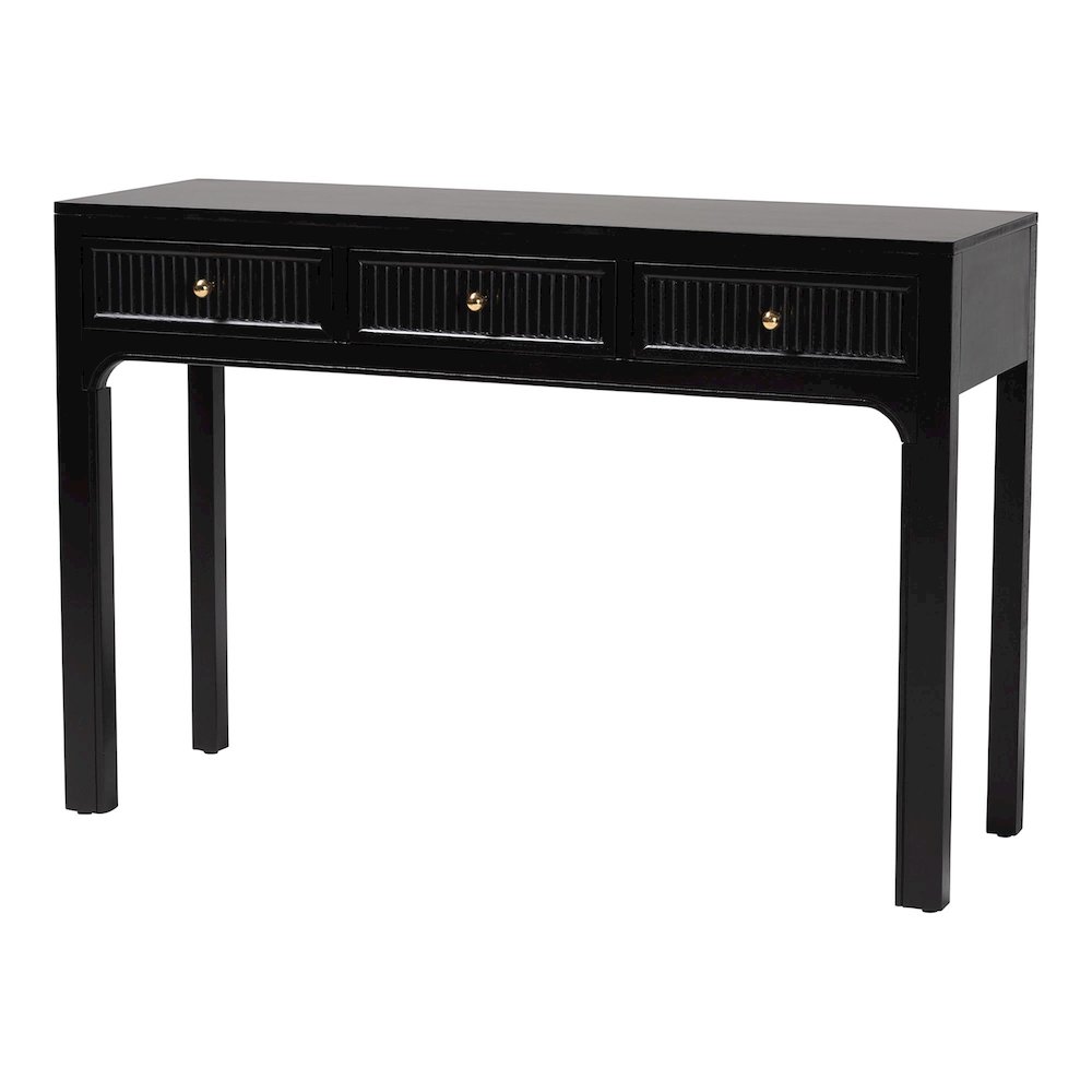 Leah Console Table - 3-Drawer Accent Table with Fluted Wood Detailing. Picture 1