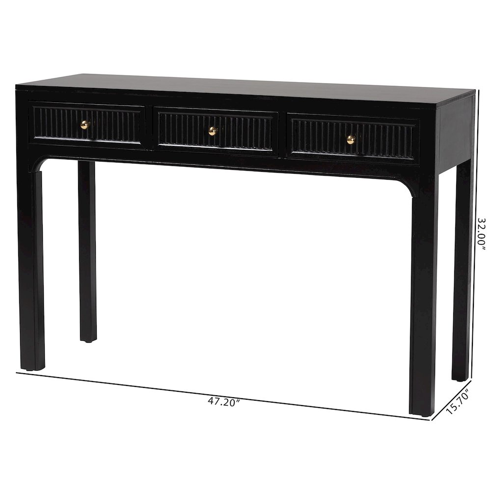 Leah Console Table - 3-Drawer Accent Table with Fluted Wood Detailing. Picture 9