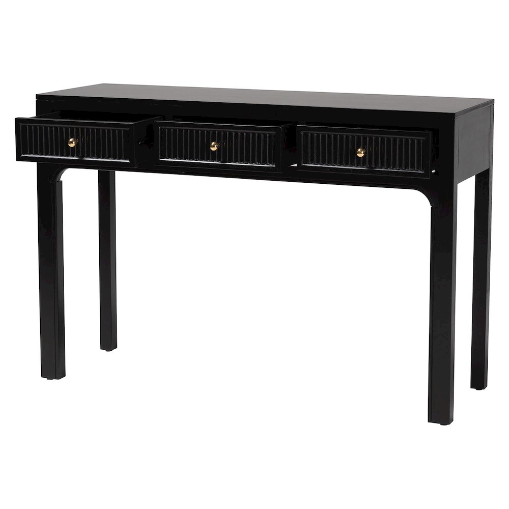 Leah Console Table - 3-Drawer Accent Table with Fluted Wood Detailing. Picture 3