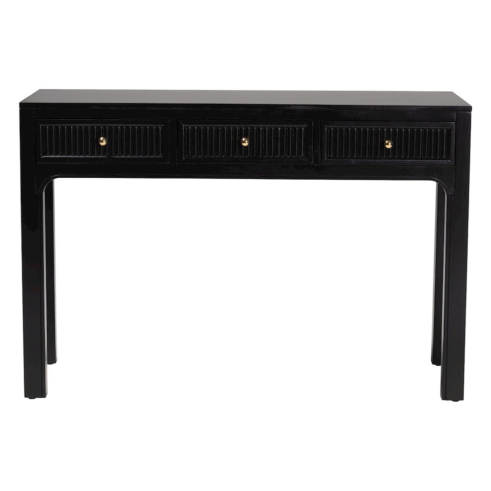 Leah Console Table - 3-Drawer Accent Table with Fluted Wood Detailing. Picture 4