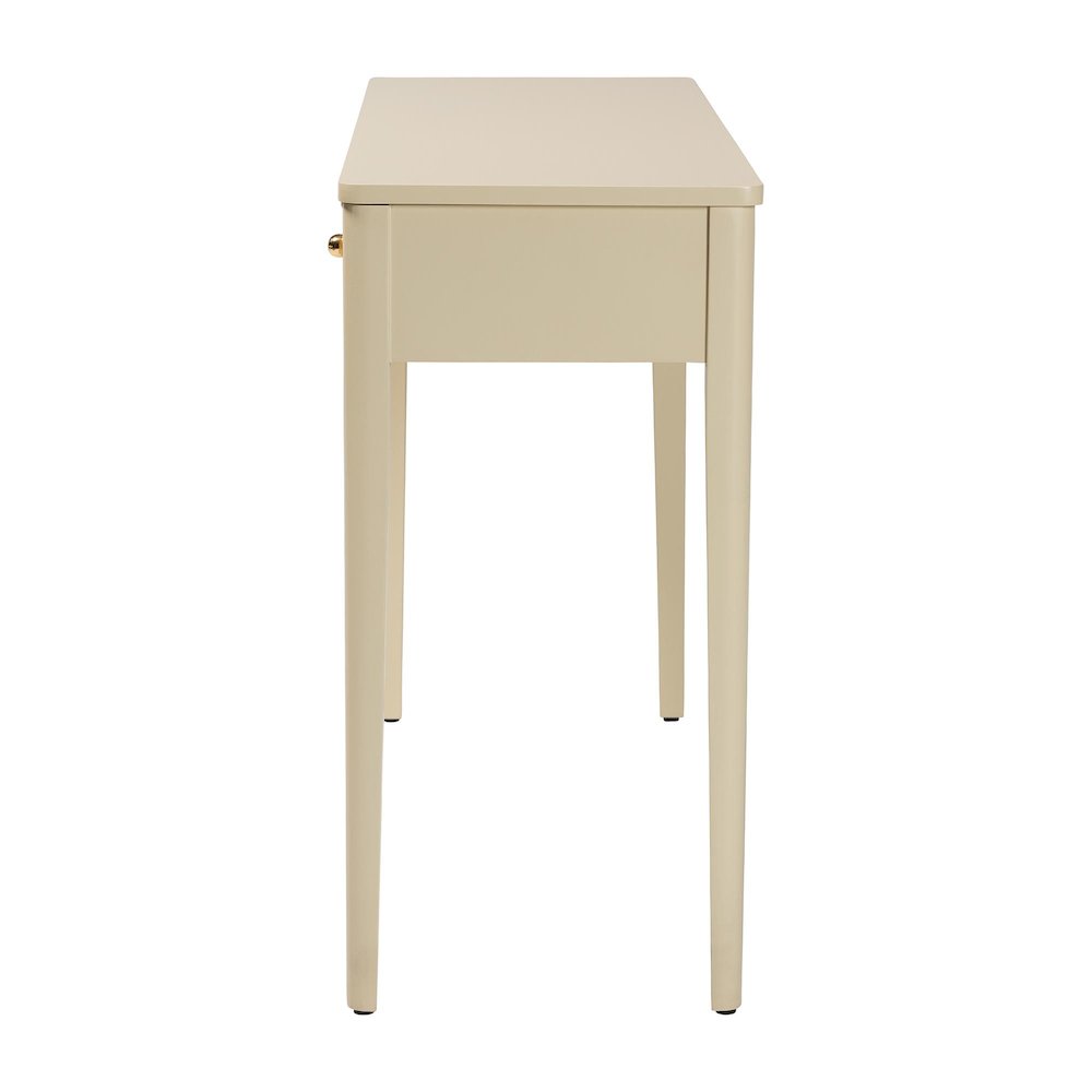 Console Table - 3-Drawer Accent Table with Fluted Wood and Scalloped Framing. Picture 5