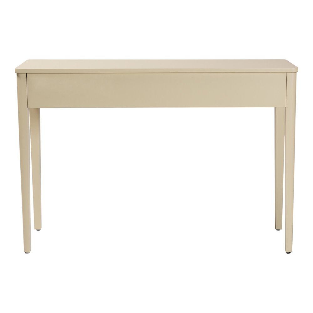 Console Table - 3-Drawer Accent Table with Fluted Wood and Scalloped Framing. Picture 6