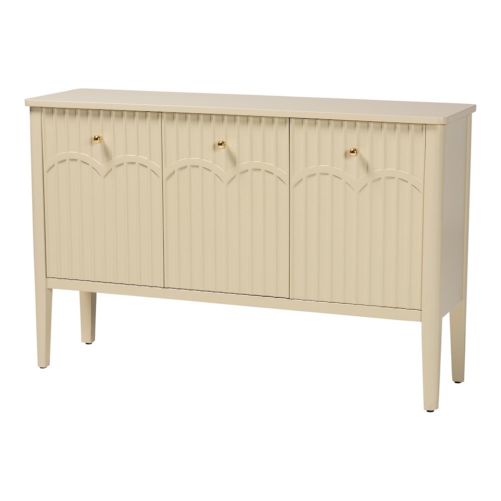 Sideboard - Modern Storage Buffet Console with Fluted Wood and Scalloped Molding. Picture 1