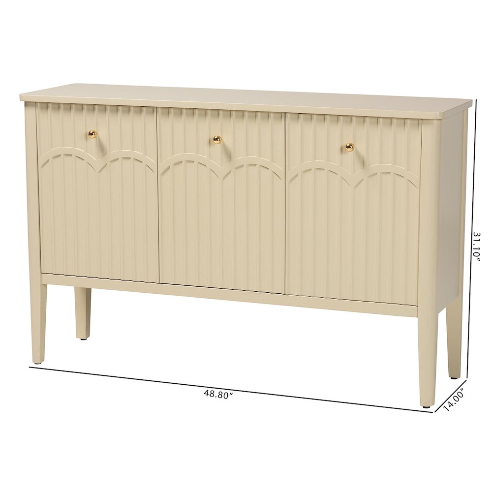 Sideboard - Modern Storage Buffet Console with Fluted Wood and Scalloped Molding. Picture 10