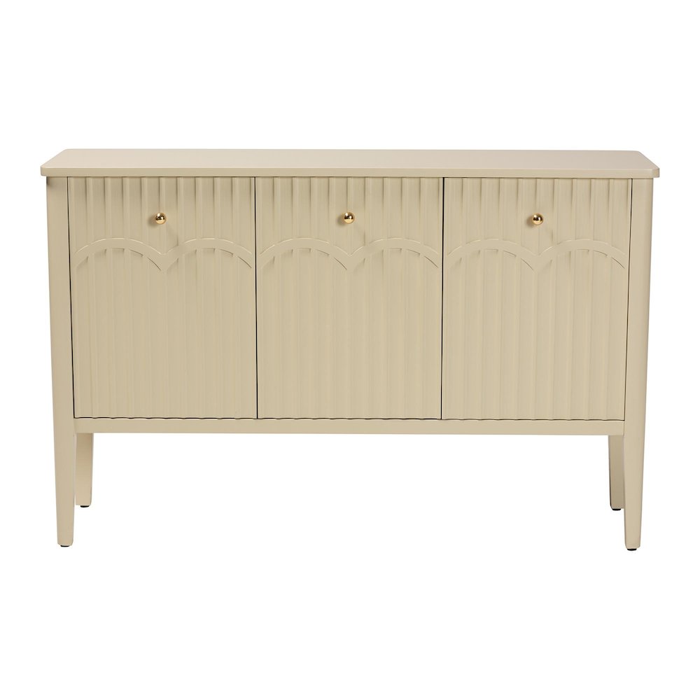 Sideboard - Modern Storage Buffet Console with Fluted Wood and Scalloped Molding. Picture 4