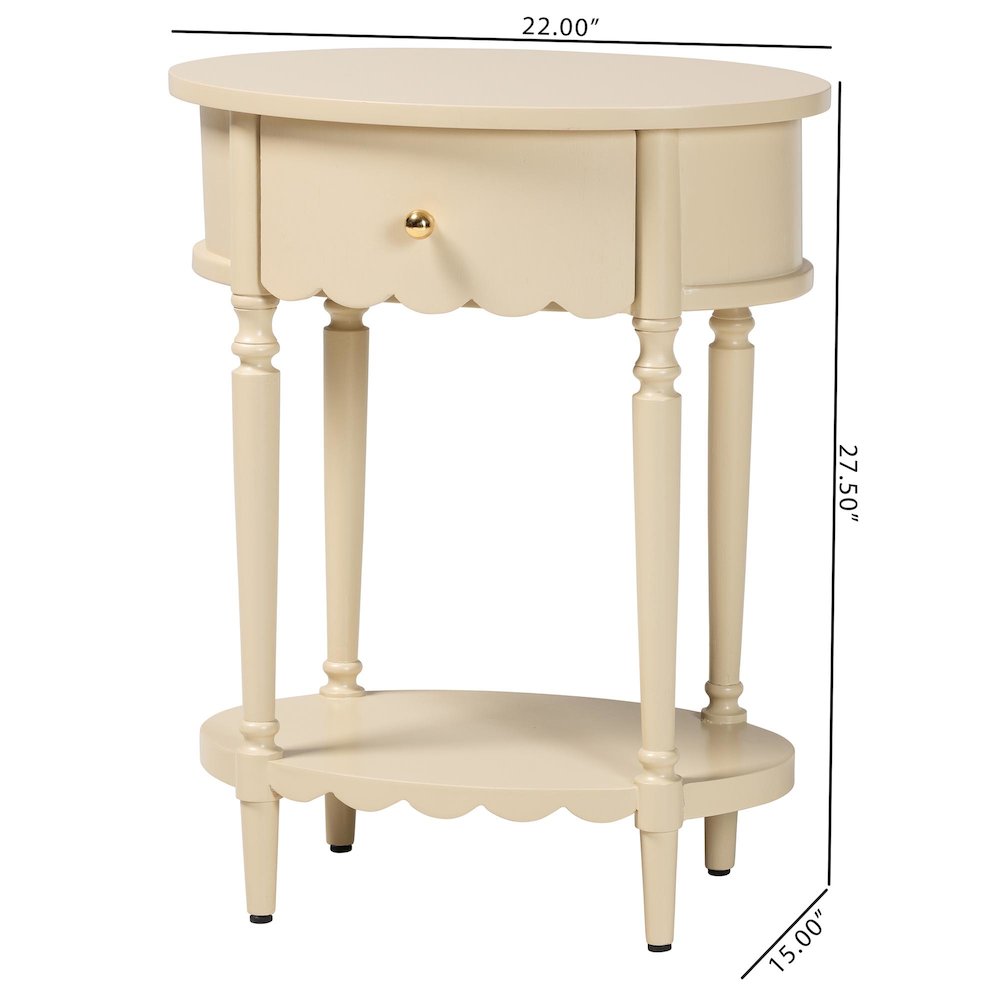 1-Drawer Accent End Table with Scalloped Detailing and Open Shelf Storage. Picture 11