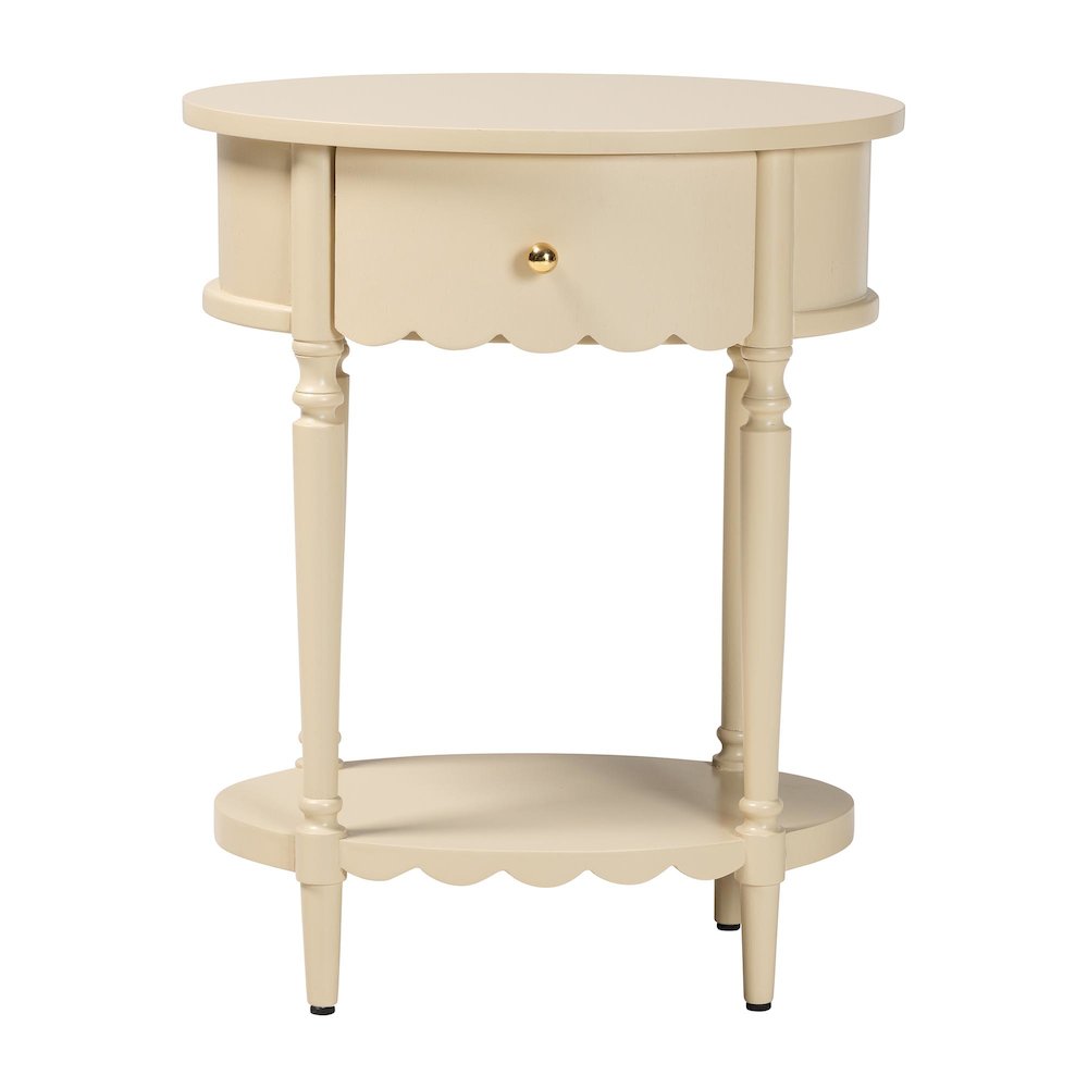 1-Drawer Accent End Table with Scalloped Detailing and Open Shelf Storage. Picture 4