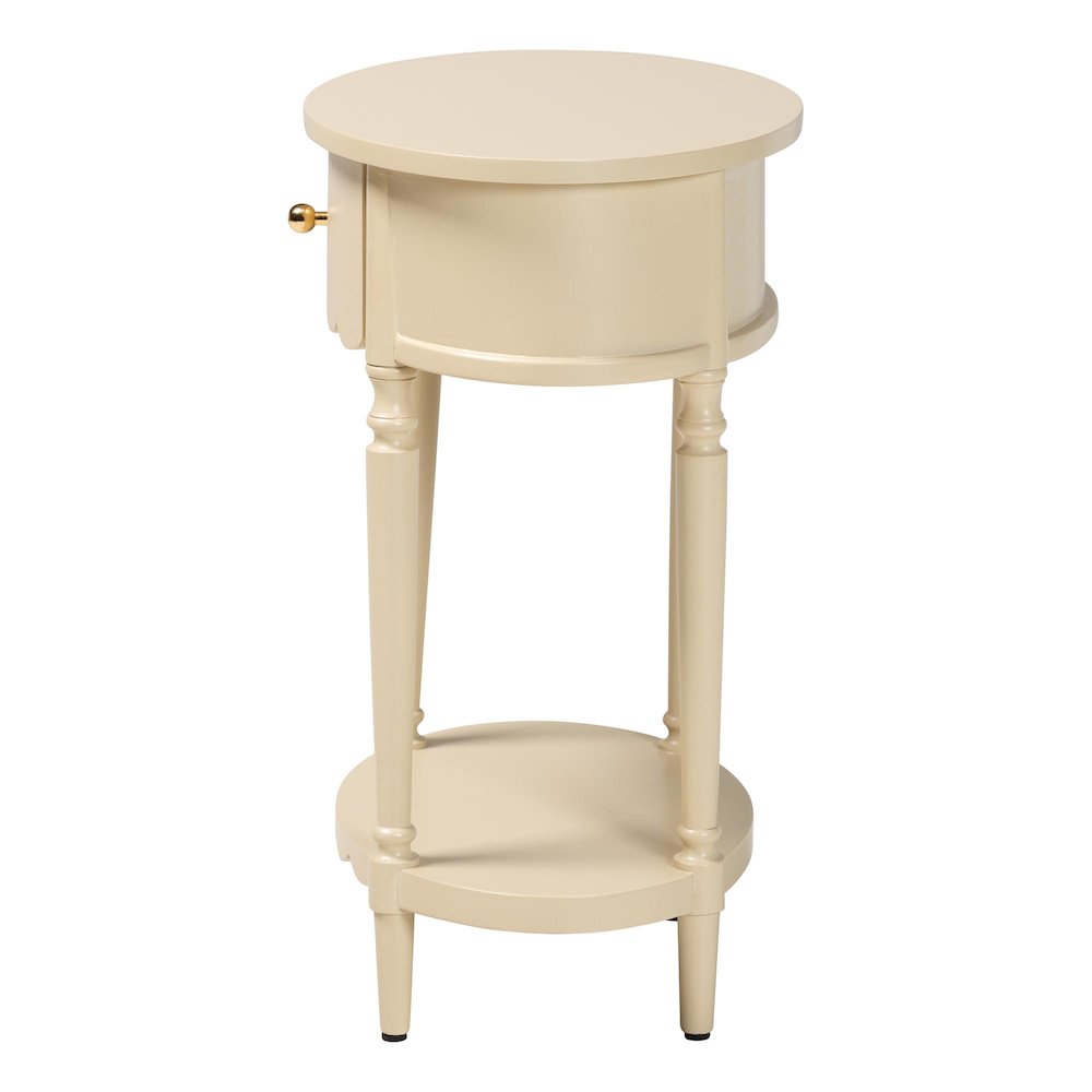 1-Drawer Accent End Table with Scalloped Detailing and Open Shelf Storage. Picture 5