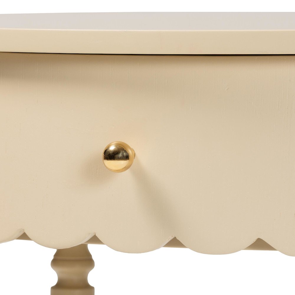 1-Drawer Accent End Table with Scalloped Detailing and Open Shelf Storage. Picture 7