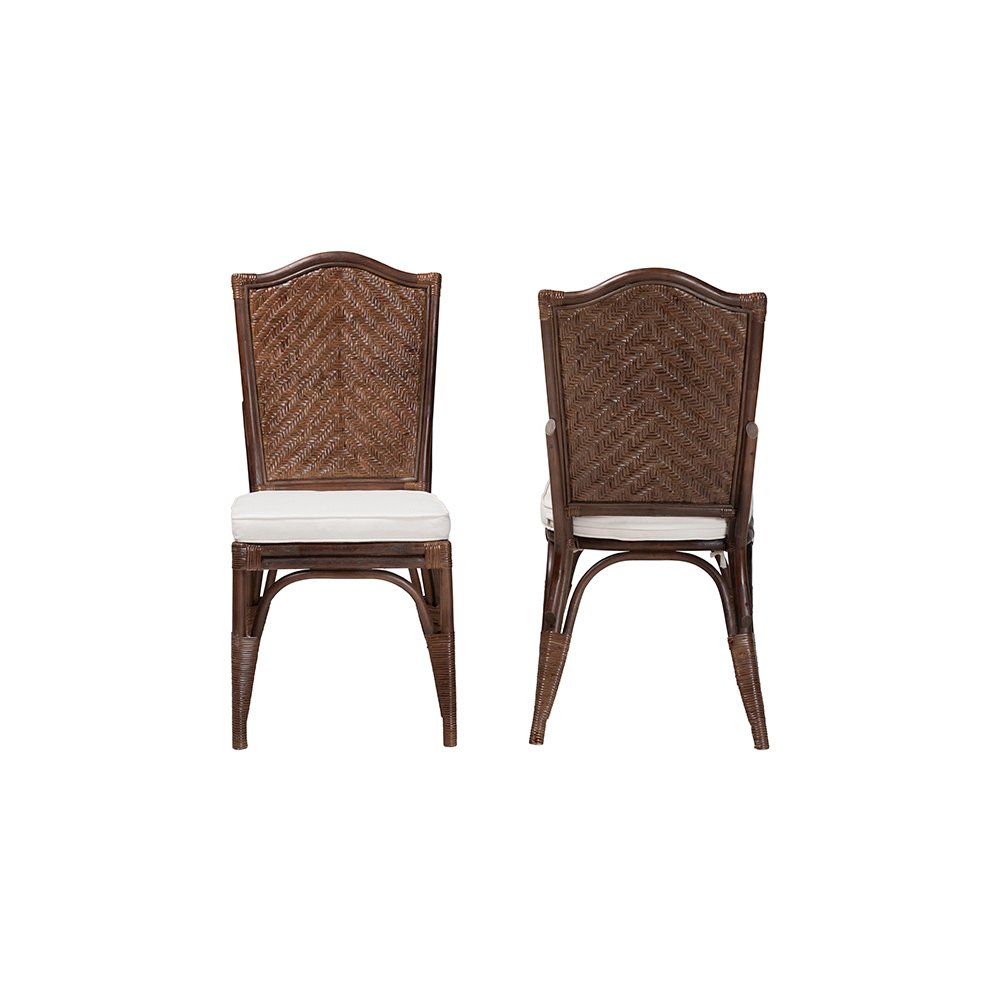 Mahdis Rattan 2-Piece Dining Chair Set with Cushion, Chevron Back. Picture 3