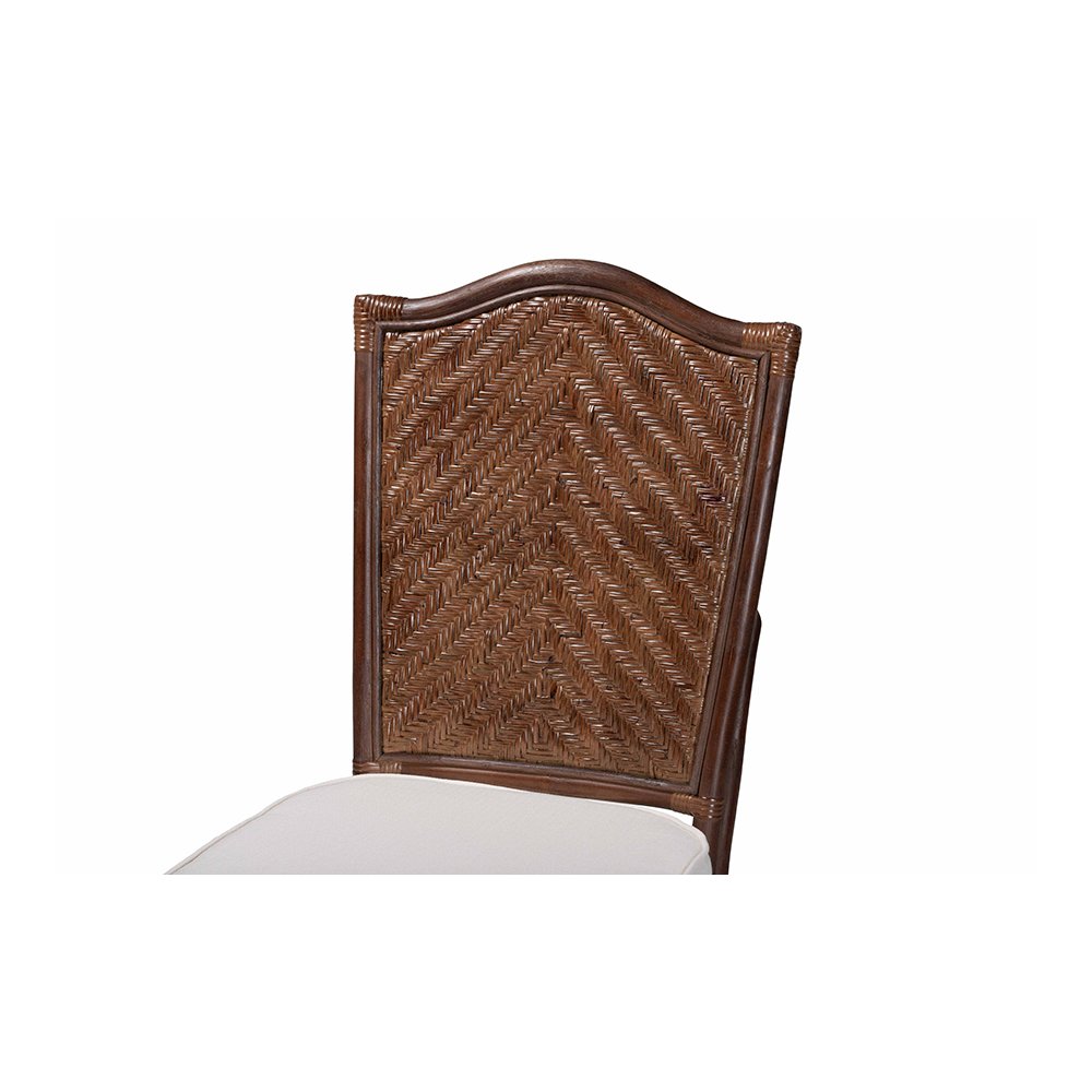 Mahdis Rattan 2-Piece Dining Chair Set with Cushion, Chevron Back. Picture 5