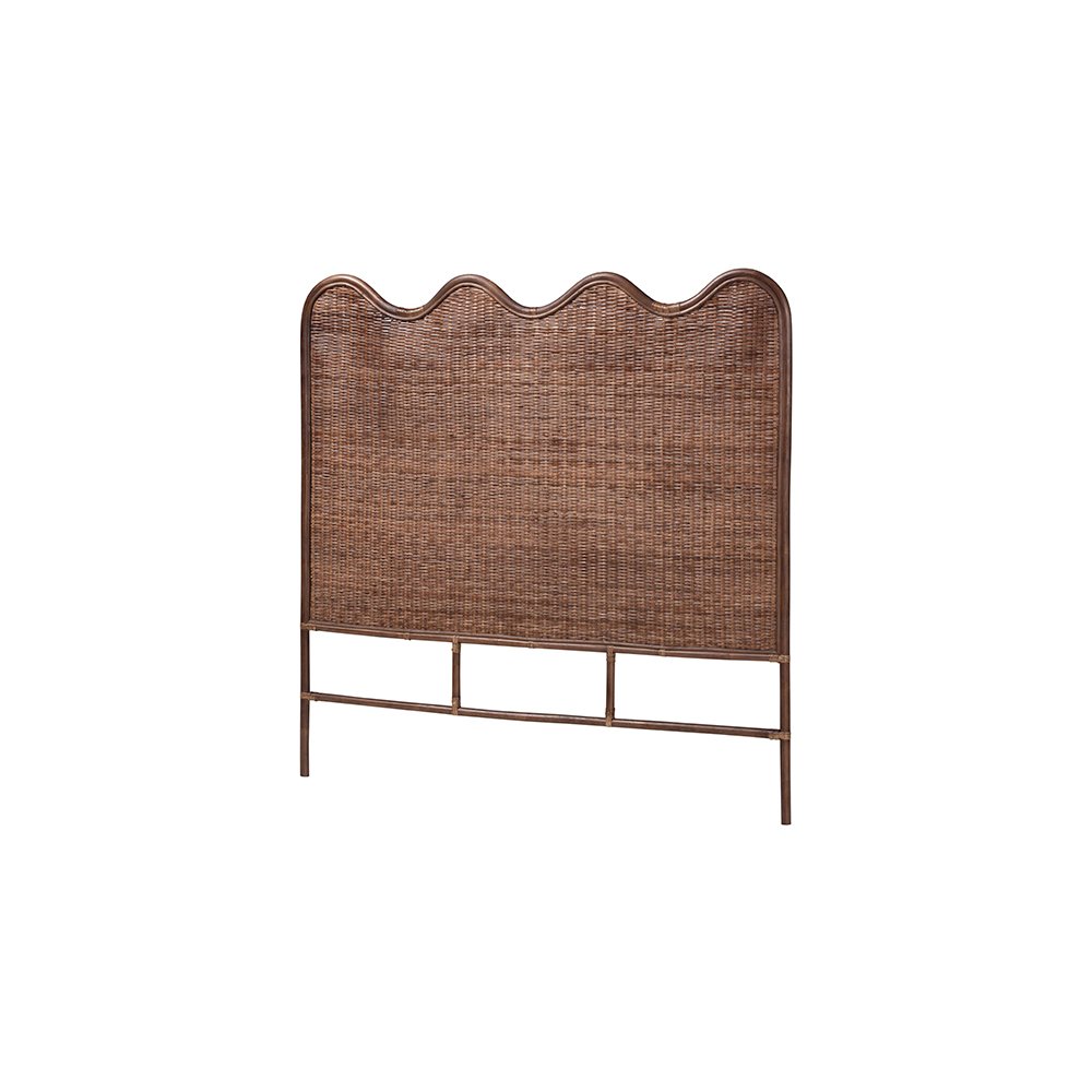 Einya Rattan Standalone Headboard with Wavy Scalloped Top, Queen. Picture 1