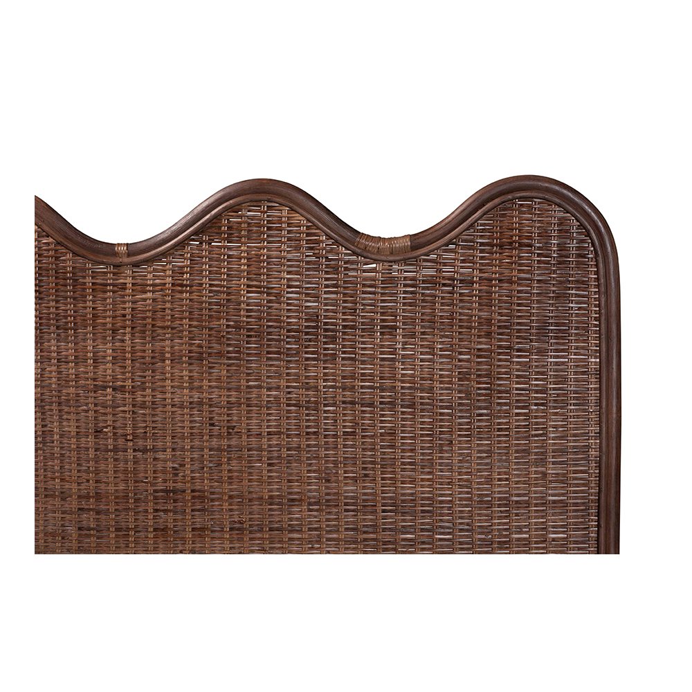 Einya Rattan Standalone Headboard with Wavy Scalloped Top, Queen. Picture 4