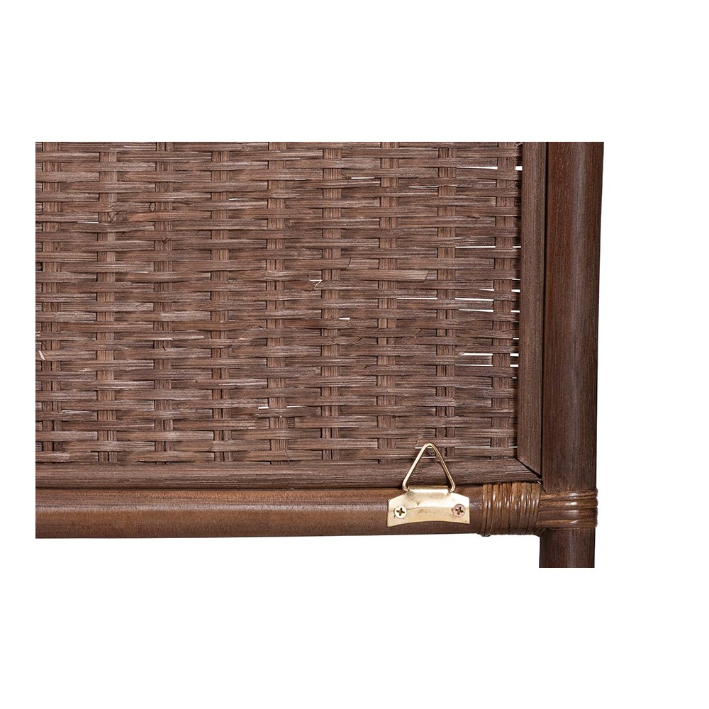 Einya Rattan Standalone Headboard with Wavy Scalloped Top, Queen. Picture 5