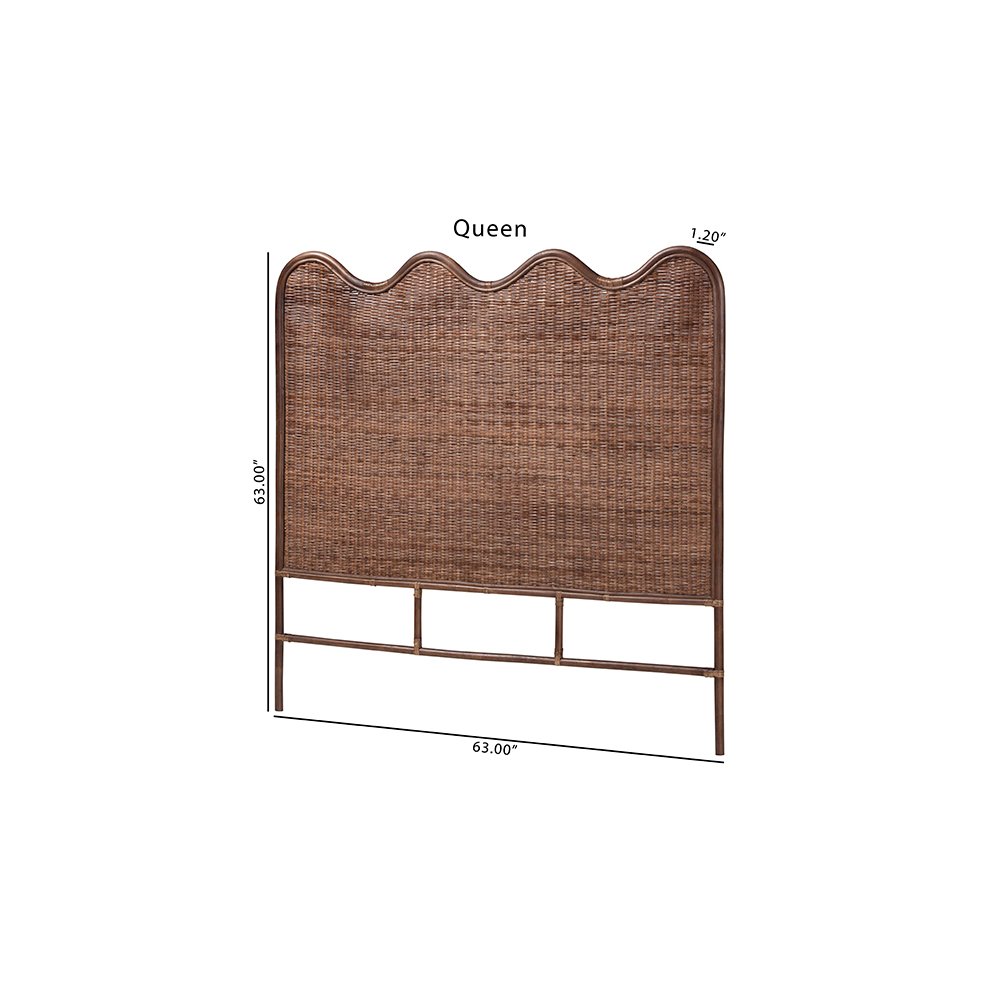 Einya Rattan Standalone Headboard with Wavy Scalloped Top, Queen. Picture 8