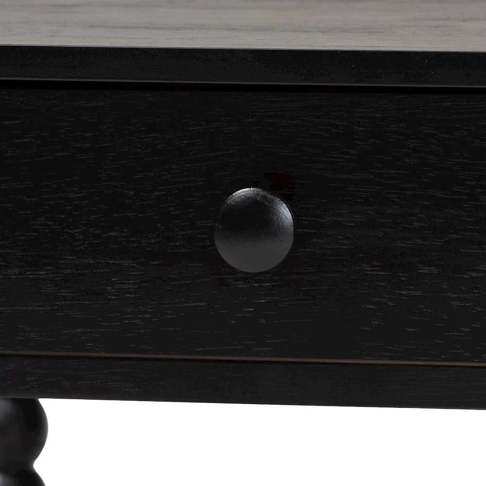 1-Drawer Bedside Table with Beaded Frame and Open Base for Bedroom, Black. Picture 6
