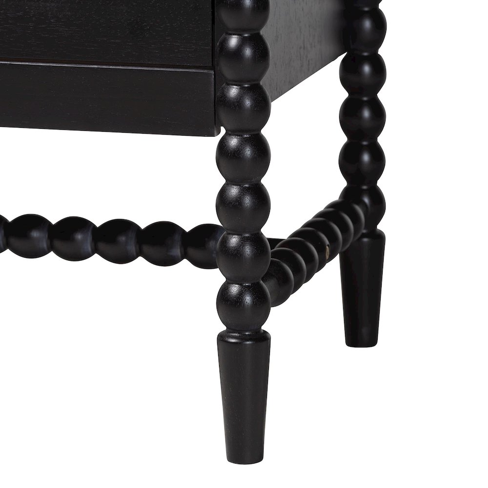 6-Drawer Storage Cabinet with Beaded Frame and Elevated Base for Bedroom, Black. Picture 8
