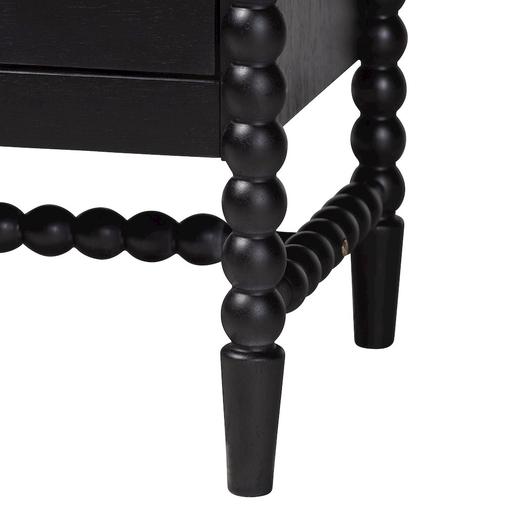 4-Drawer Storage Cabinet with Beaded Frame and Elevated Base for Bedroom, Black. Picture 8