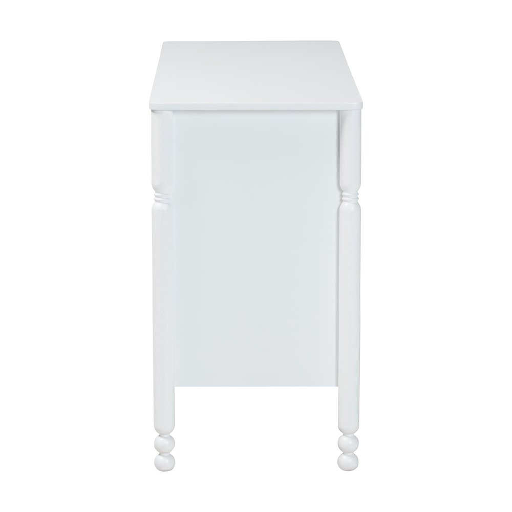 6-Drawer Storage Cabinet with Scalloped Apron and Turned Legs for Bedroom, White. Picture 6