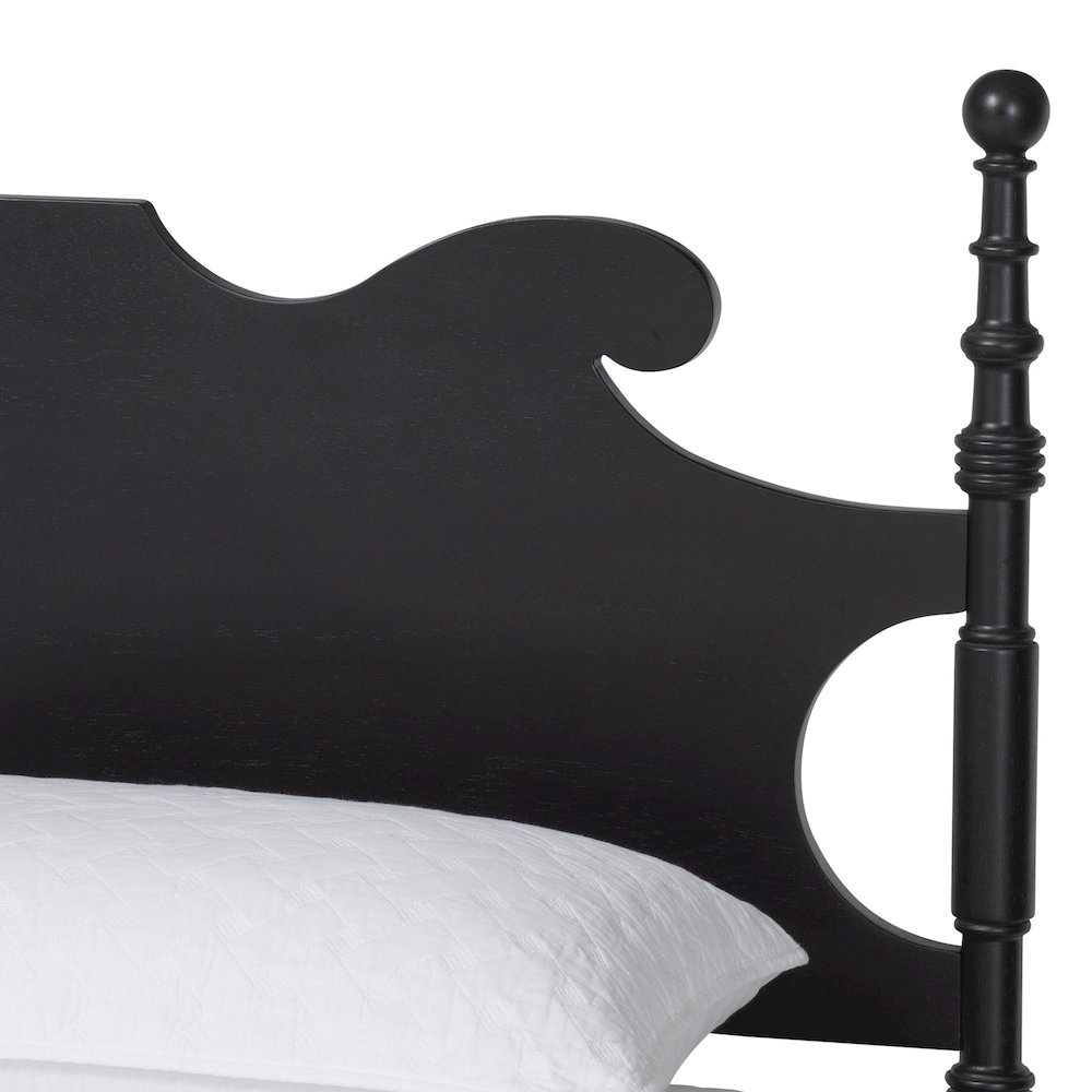 Gaetano Platform Bed Frame with Turned Posts and Panel Headboard, Black, Queen. Picture 5