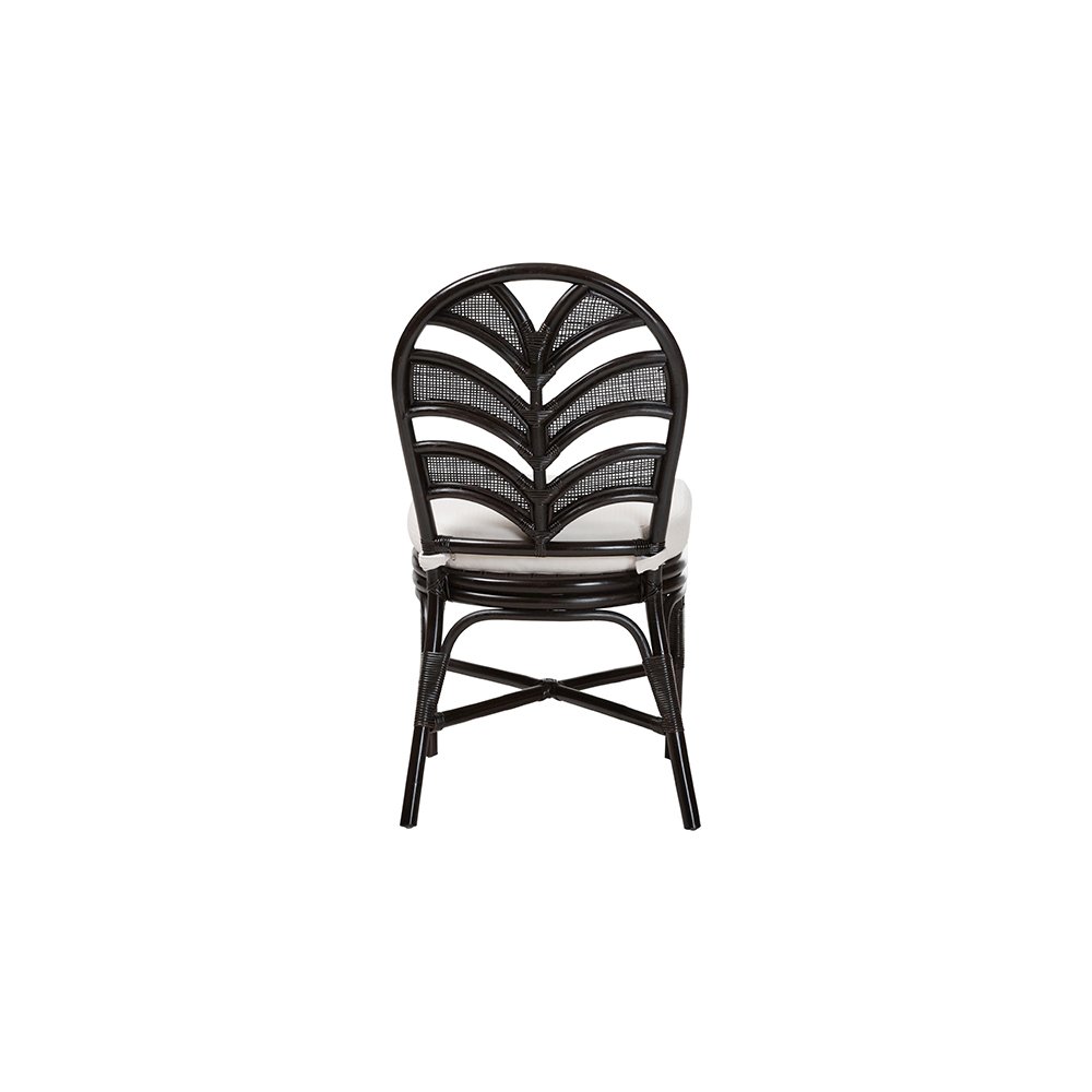 Niven Rattan Dining Chair with Banana Leaf Backrest and Cushion. Picture 5
