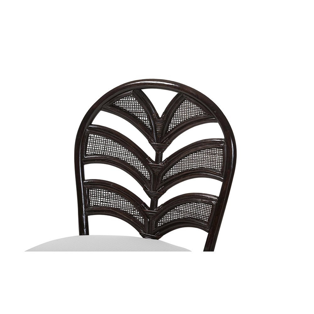 Niven Rattan Dining Chair with Banana Leaf Backrest and Cushion. Picture 6